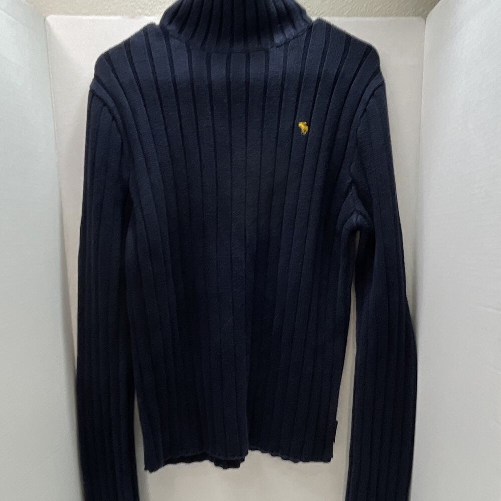 Abercrombie & Fitch Men’s Rib-Knit Turtleneck Pullover Sweater Navy M